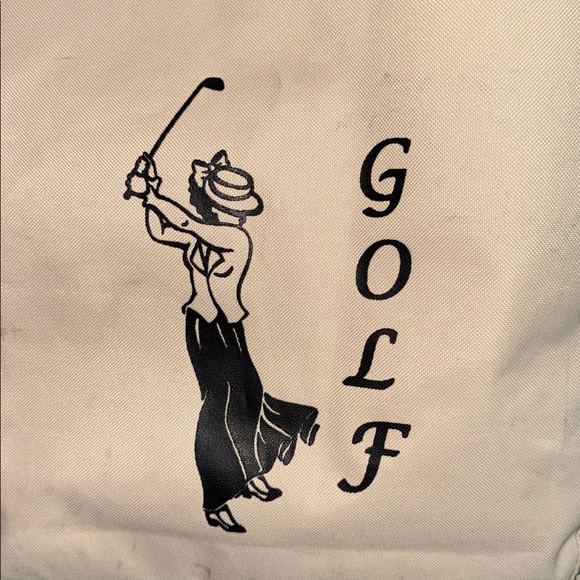 Women’s Stylish Cream Traditional Golf All Purpose Tote Bag Zips Pocket - Picture 2 of 4